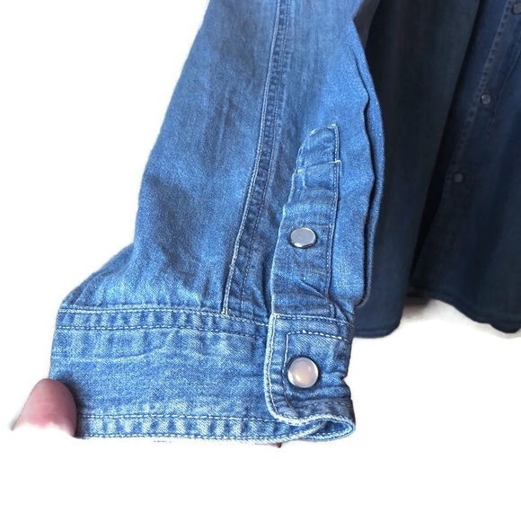 RP4LF || Denim Long Sleeves Blouse Top Shirt - Picture 2 of 8